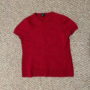 Red Cashmere Short-Sleeve Sweater